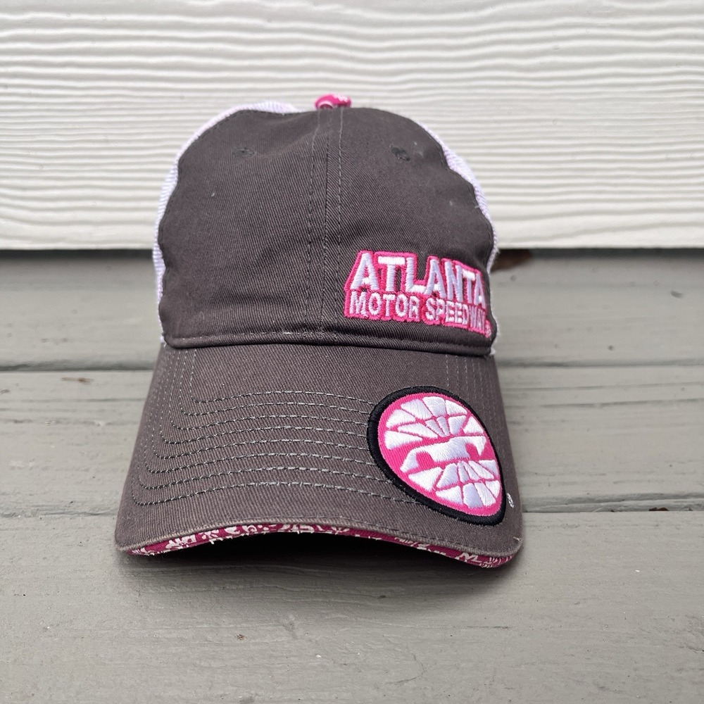Atlanta Motor Speedway Nascar Gray Pink Adjustable Trucker Hat - Picture 2 of 9